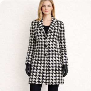 Nina Leonard | Classic Lux Houndstooth Blazer-Style Dress Coat